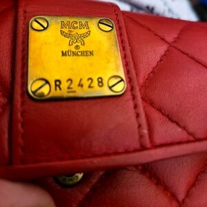 AUTHENTIC MCM QUILTED CHERRY 🍒 RED Leather